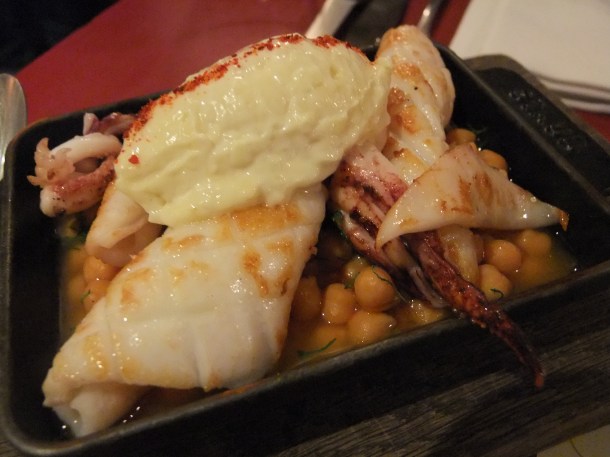 Squid and chickpeas with aioli at Terroirs