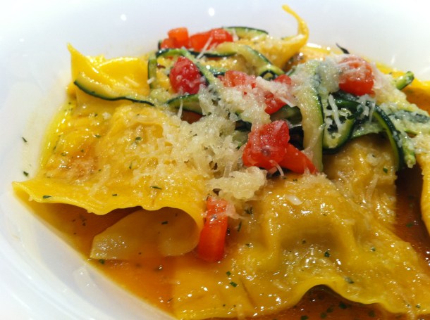 Veal and courgette ravioli at Latium