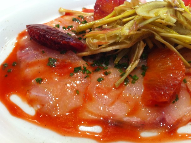 Sea bass carpaccio at Latium