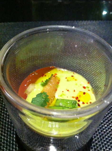 avocado grapefrui tand coriander gel at l'atelier joel robuchon las vegas