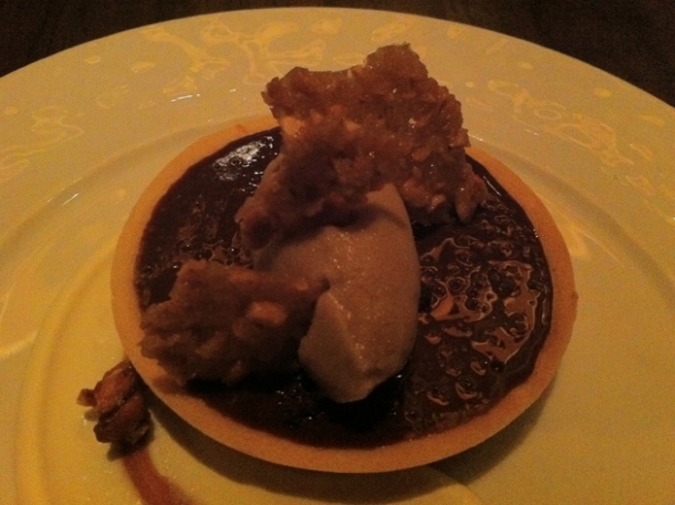 chocolate tart and guinness sorbet at nobhill tavern