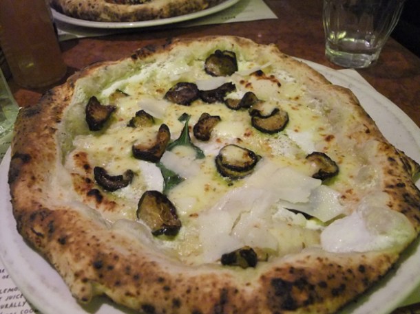 courgette, basil, ricotta and pecorino pizza at franco manca chiswick