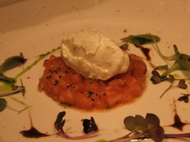 salmon tartare at babbo london