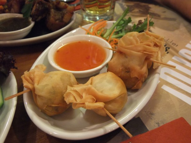 chicken money bags at banana tree indochina kitchen wardour street