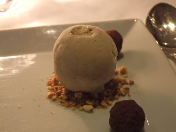 with coffee ice cream and salt caramel truffles at the notting hill brasserie