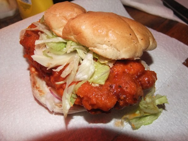 buffalo chicken burger at Meatliqour buffalo chicken burger at meatliqour