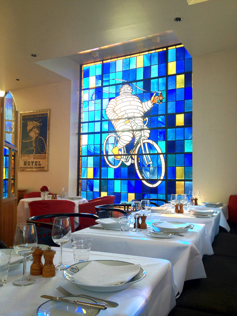 bibendum stained glass window