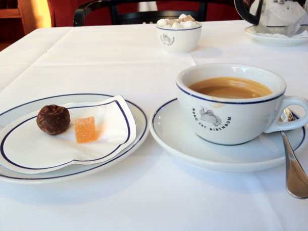 coffee and petit fours at bibendum