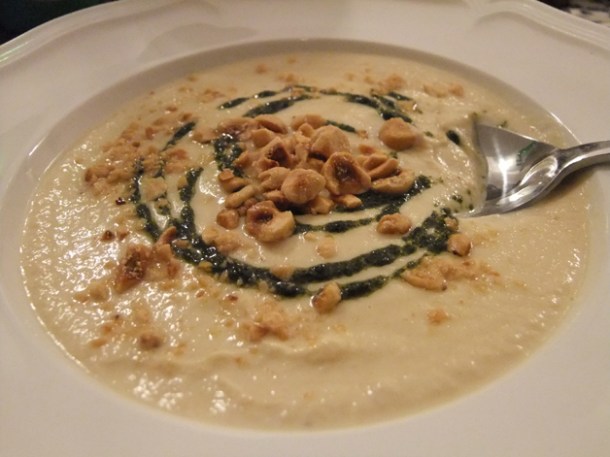 cream of celeriac soup with chestnuts at Orchard Holborn cream of celeriac soup with chestnuts at orchard holborn