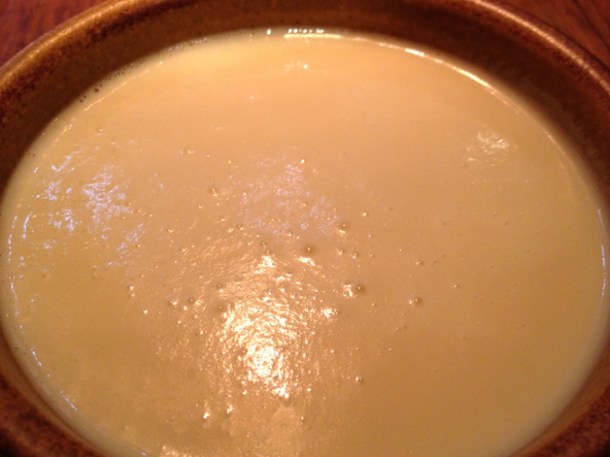 jerusalem artichoke soup with black truffles at karpo