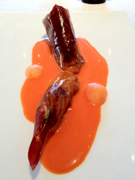 peppers stuffed with cabbage, chilli, snails and tomatoes at steirereck