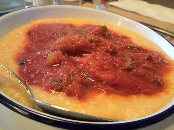 spicy sausage and grits at spuntino