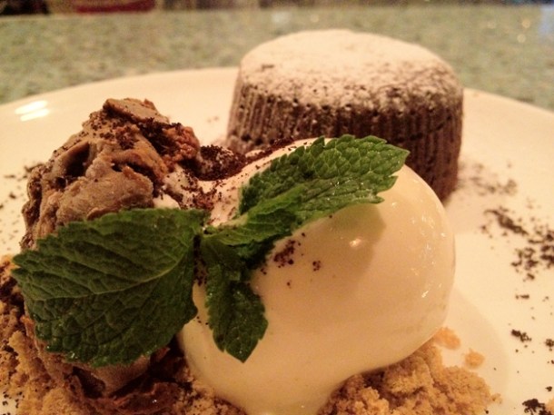 chocolate fondant with mole ice cream at la bodega negra