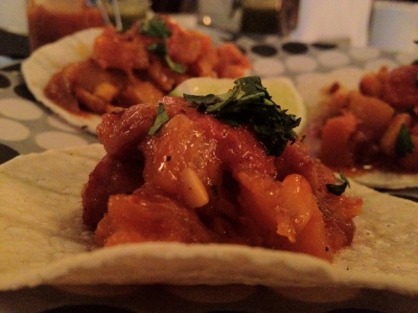chorizo and butternut squash tacos at la bodega negra