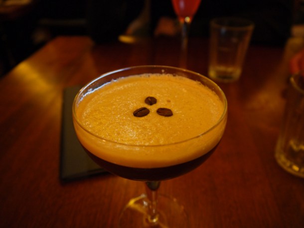 Climpson's Martini at Hawksmoor Covent Garden coffee, coffee liqueur and vodka cocktail at hawksmoor seven dials covent garden