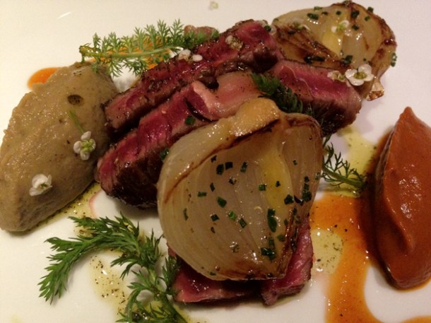 pork and smoked aubergine puree at saüc