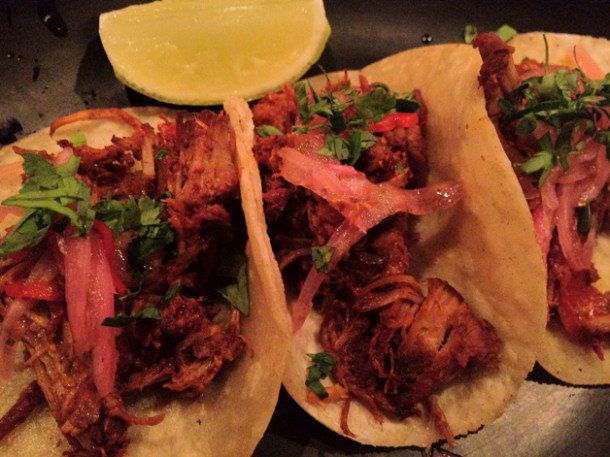pork tacos at la bodega negra