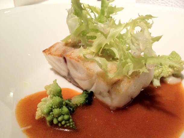 sea bass and romanesco broccoli at moments mandarin oriental hotel barcelona