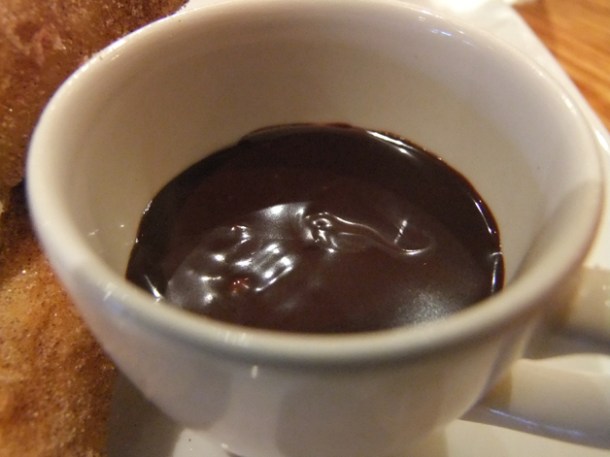 chocolate dipping sauce for churros at terre a terre