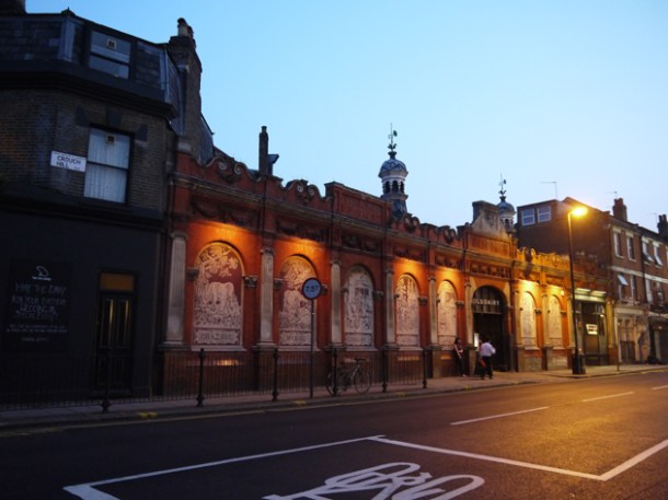 old dairy outside at night