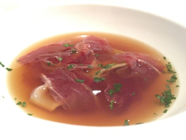 shiitake mushroom and jamon soup at gelonch