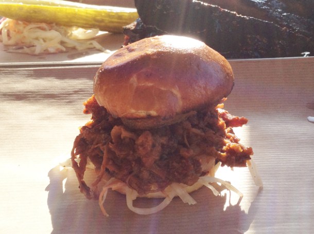 pulled pork slider at Dukes Brew and Que Hackney pulled pork slider at dukes brew and que hackney