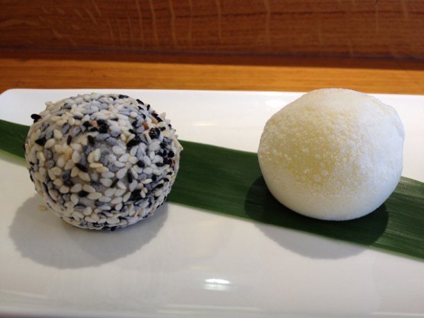 black sesame and yuzu ice cream mochi at toku