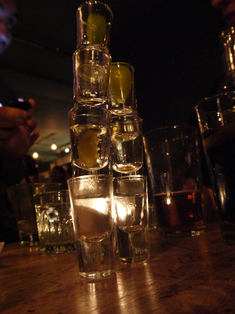 empty shots glasses at death by burrito at catch