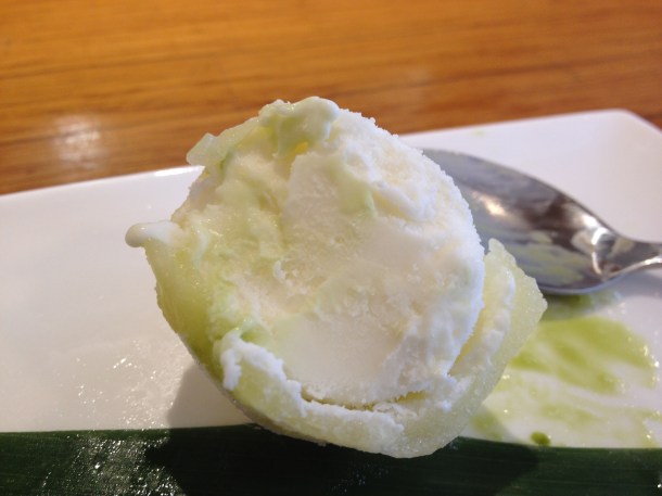 inside yuzu ice cream mochi at toku