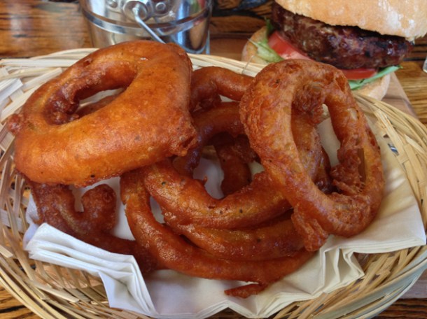 onion rings at burger breakout at the old crown