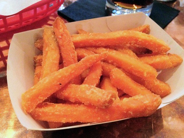sweet potato fries at Bubbledogs sweet potato fries at bubbledogs