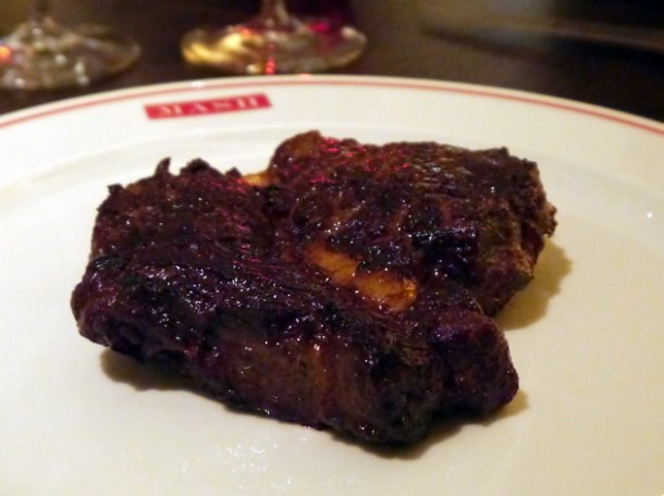 uruguay rib eye steak medium rare at mash