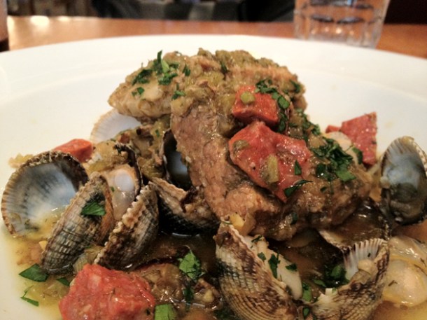 pork belly and cockles at great queen street