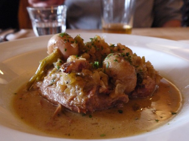 rabbit and turnips in mustard sauce at great queen street