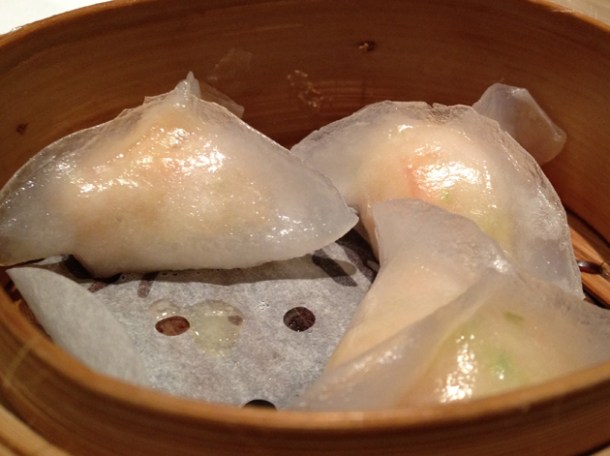 shrimp and courgette dumplings at pearl liang