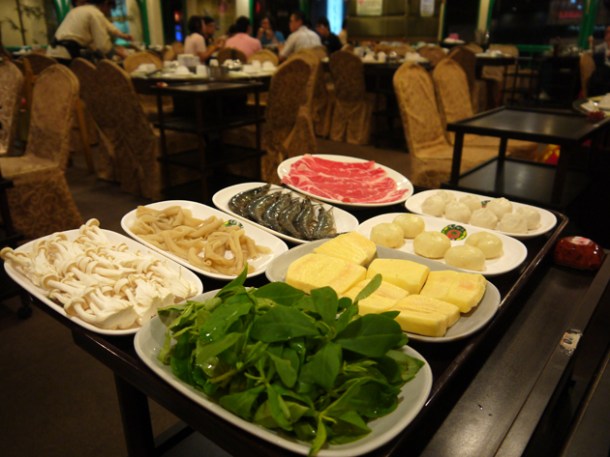 raw hot pot ingredients at tian xiang huwei hot pot