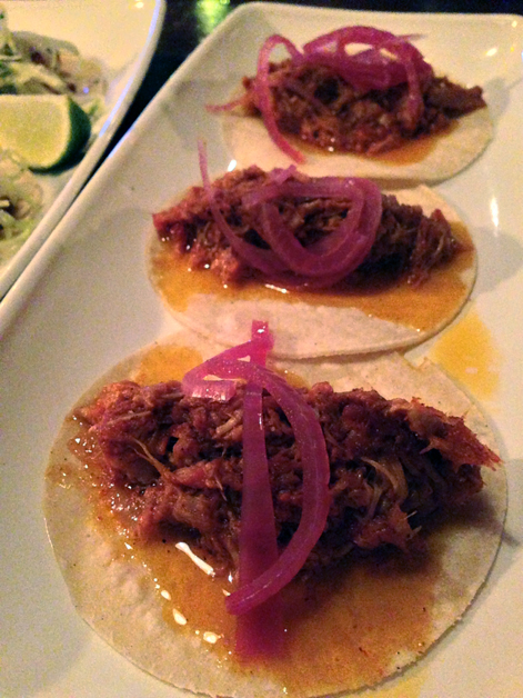braised pork tacos at boho mexica