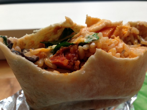 chicken and chorizo burrito at burro burrito