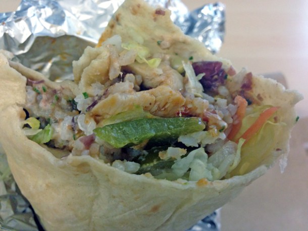 chicken burrito from cafe bebek