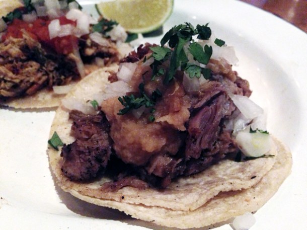 pork al pastor tacos at cafe chula