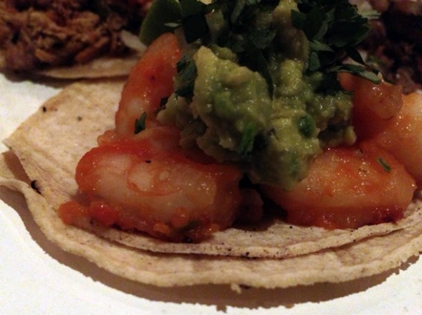 prawn tacos at cafe chula