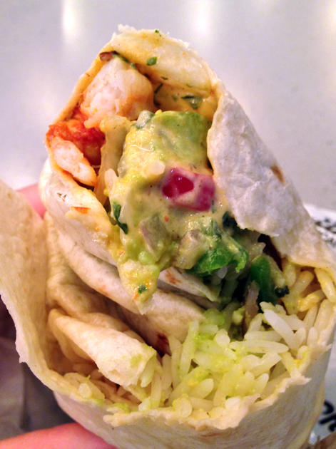 prawn burrito at chilango