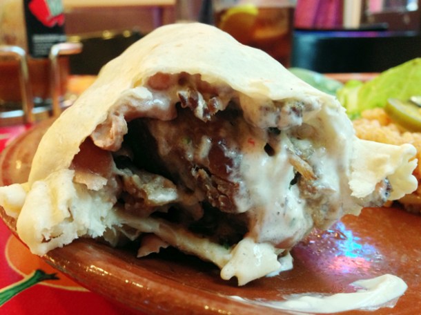 pork burrito at el camion