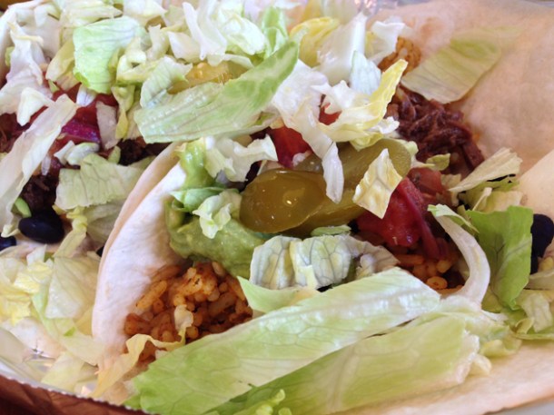 beef tacos at el mexicana