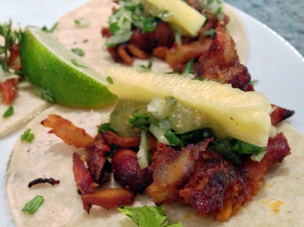 pork al pastor tacos at la bodega negra