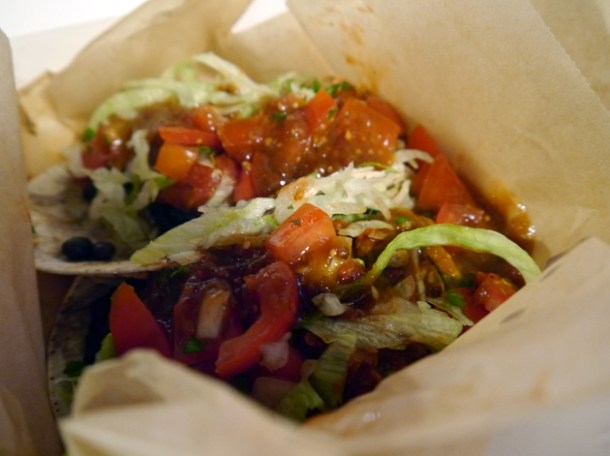 chicken and beef tacos at la catrina