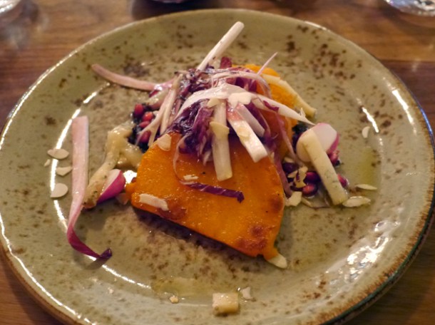 sweet potato with pomegrante and blue cheese at pizarro