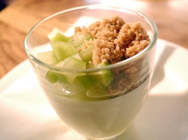 white chocolate mousse and apple at pizarro