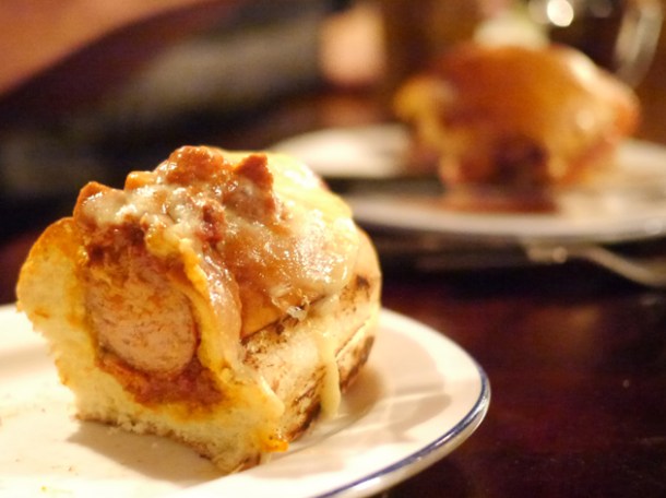 chilli cheese hotdog at hawksmoor spitalfields bar