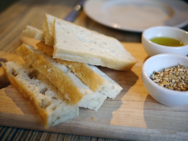 focaccia with dukkah and olive oil dip at grain store king's cross